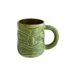 Taza Tiki Verde Enojado 15oz Cerámica