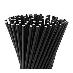 Pailles PLA Noires 6x200 | Écologiques