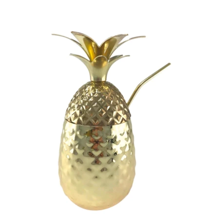 Mug Ananas Doré Big Gold | Verre Tropical Cocktail