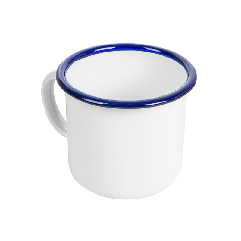 White Enamel Mug Blue Top