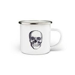 White Enamel Mug Skull 35cl