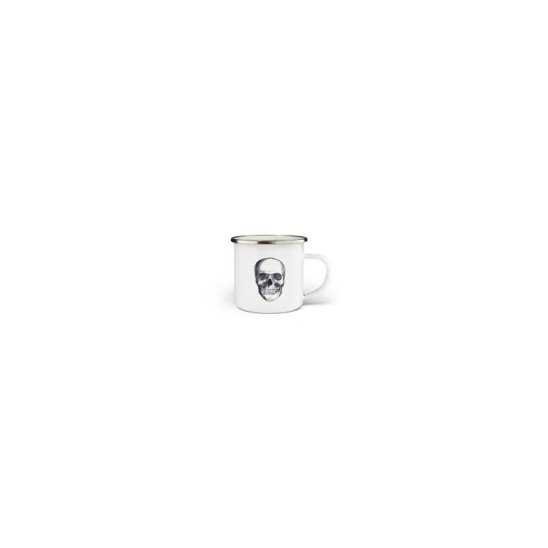 Tasse Émaillée Blanche Tête de Mort 35cl
