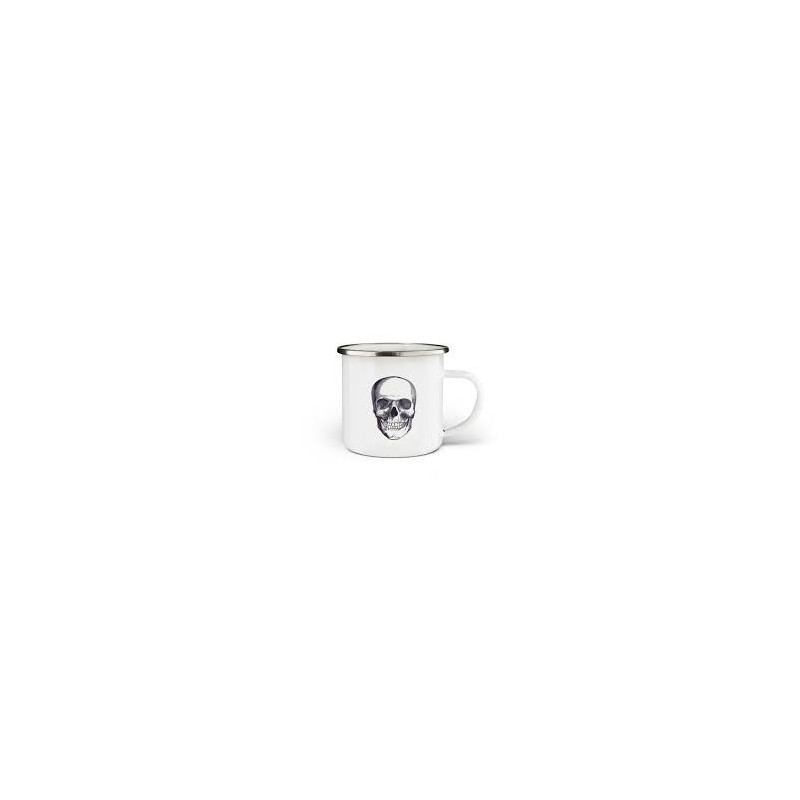 White Enamel Mug Skull 35cl