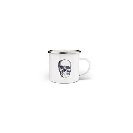 White Enamel Mug Skull 35cl