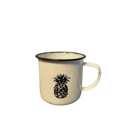 White Enamel Mug Ananas 35cl