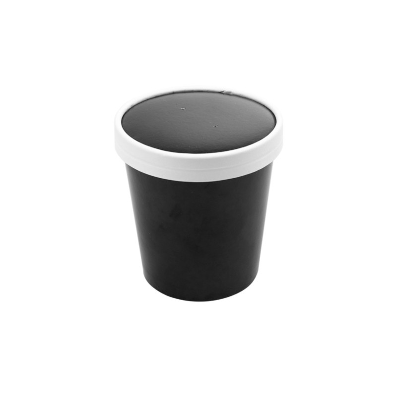Récipients Soupe 480 ml Noirs avec Couvercles (250 Unités) Récipients Soupe 480 ml Noirs avec Couvercles (250 Unités)