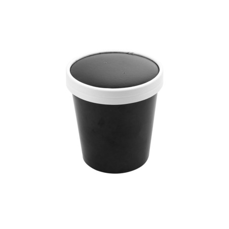 Tarrinas Sopa Negras 480 ml con Tapas | Envases Delivery