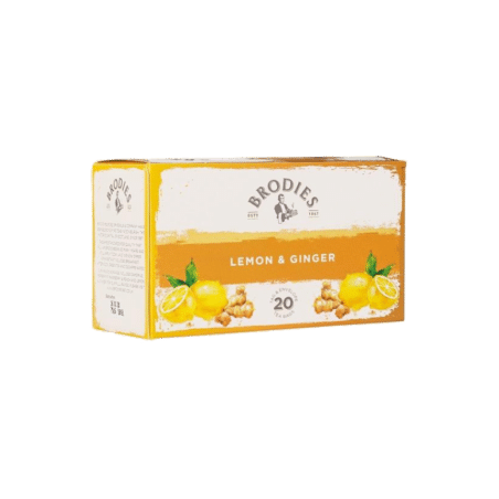 Thé Brodies Citron & Gingembre 20 Sachets – Infusion Rafraîchissante et Épicée