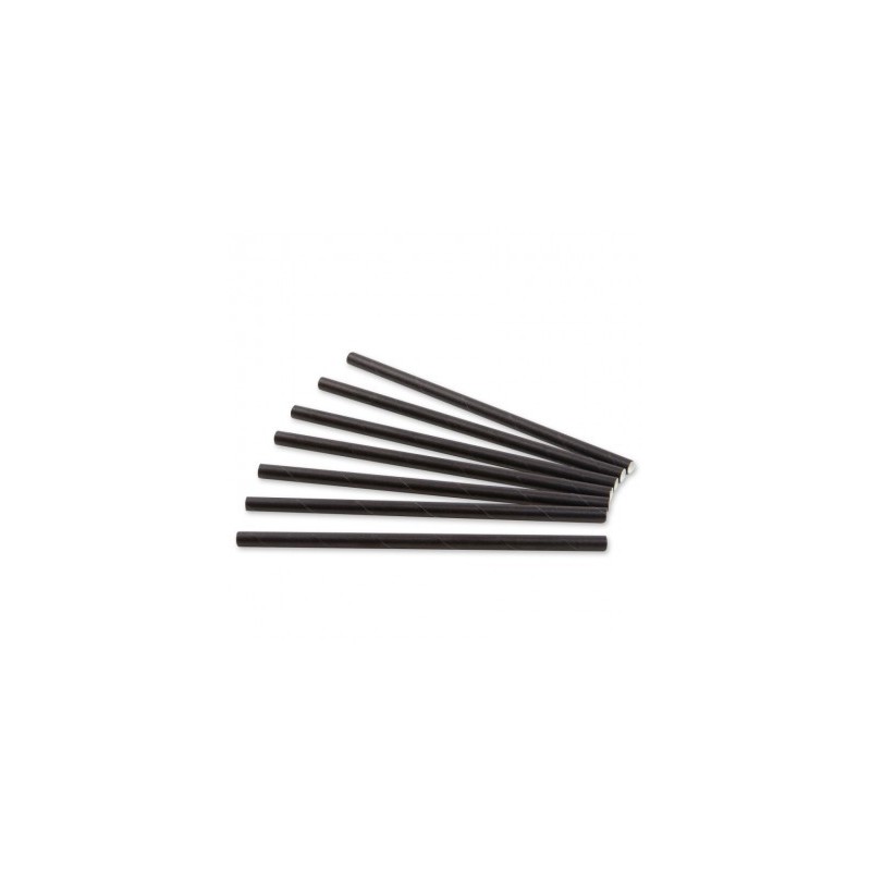 Paper straws black 8x150mm 500 pcs.