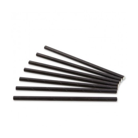 Paper straws black 8x150mm 500 pcs.