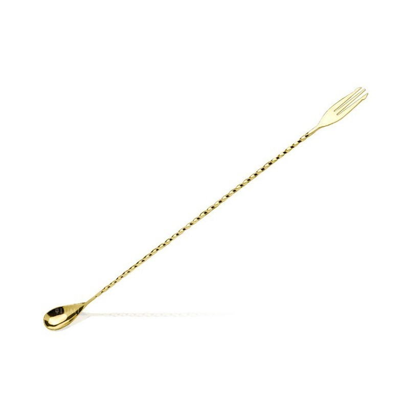 Cuillère de Bar Trident Spirale Dorée Lux 45cm