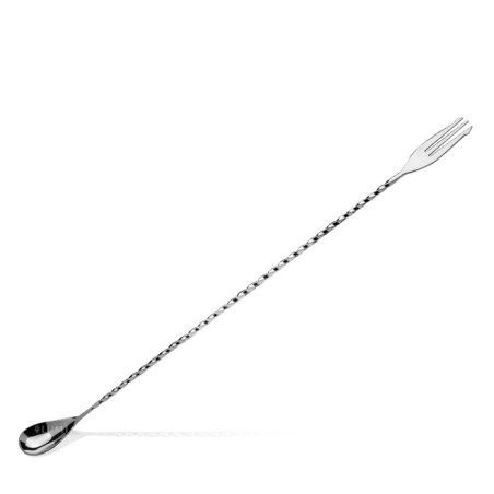 Cuchara Bar Tridente Plata 50cm | Espiralada Lux | Coctelería Profesional